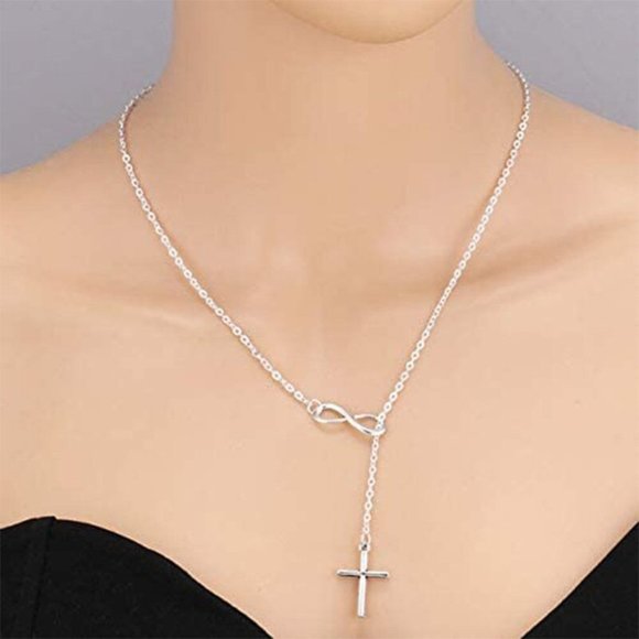 💎 NEW ❤️ Infinity Necklace Chain Luck Cross Pendant Bohemian - Picture 2 of 6